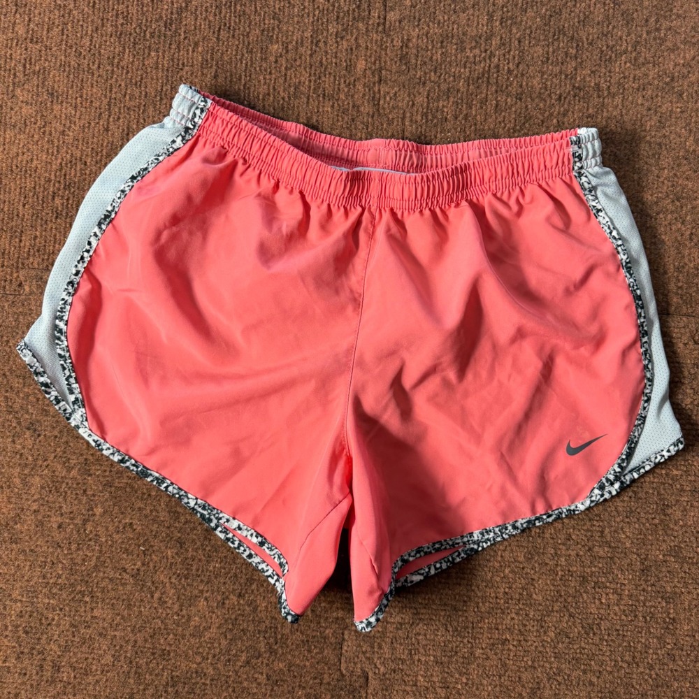 Nike Dri-FIT Tempo Running Shorts Coral Pink Mesh Trim Womens Large 1340